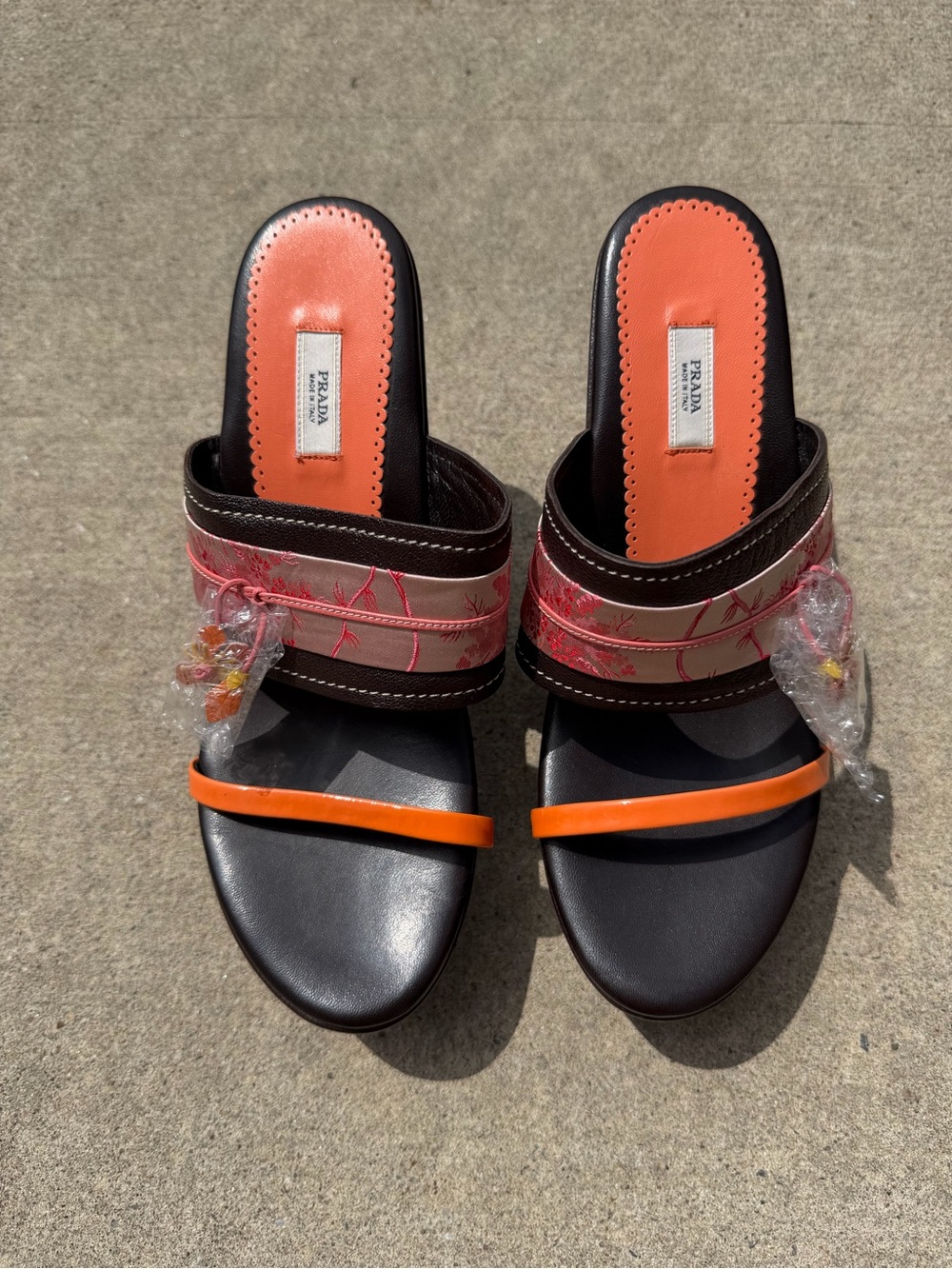 Vintage 2003 Prada Black Wedge Sandals